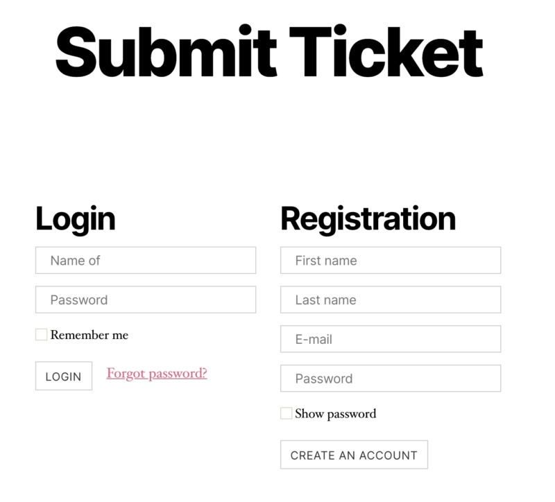 A ticketing system, created using the Awesome Support WordPress plugin.