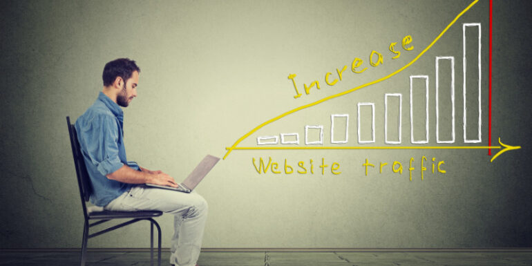 man with increased web traffic