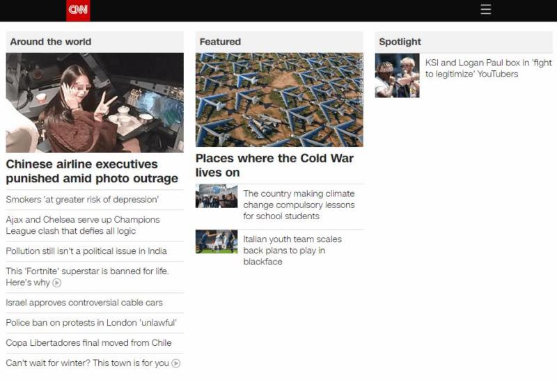 The CNN homepage.