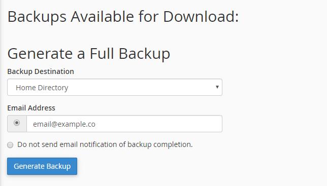 Select where to store your backup file.