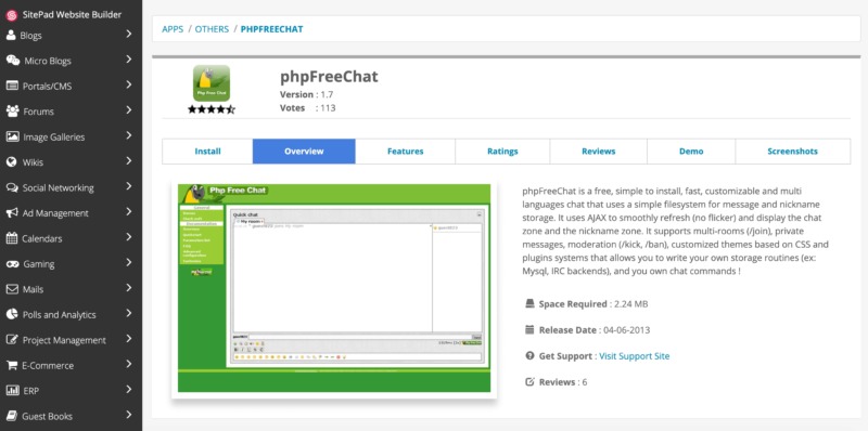 The phpFreeChat customer support tool. 