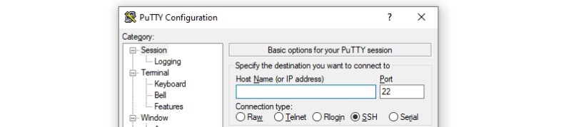 Configuring PuTTy.