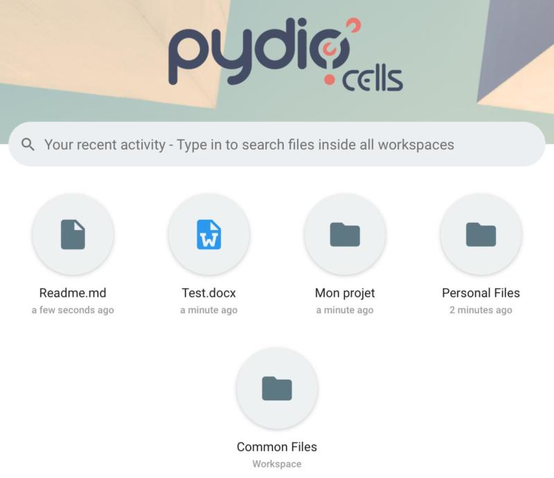 The Pydio home screen.