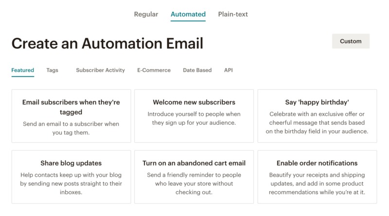 Mailchimp's email automation templates.