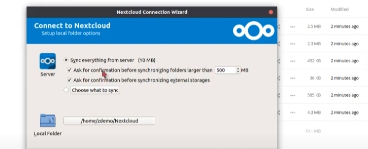 Syncing files in NextCloud.