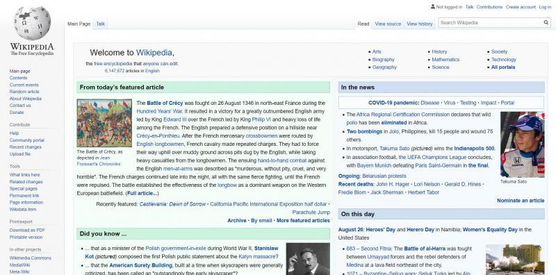 Wikipedia, an example of a wiki website.