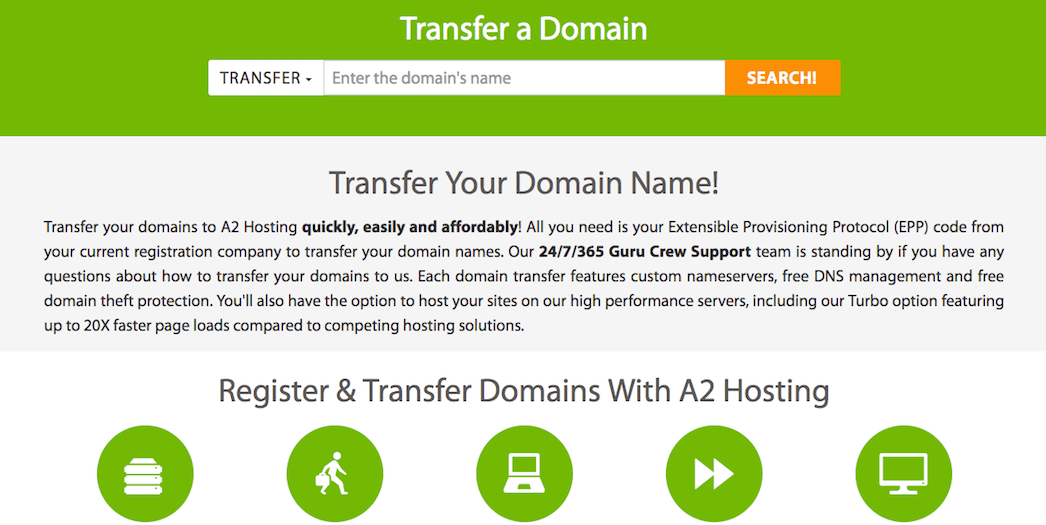 A2 Hosting domain name transferring.