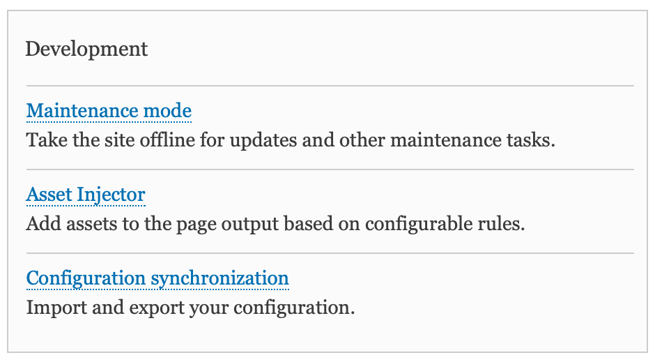 The Asset Injector module settings.