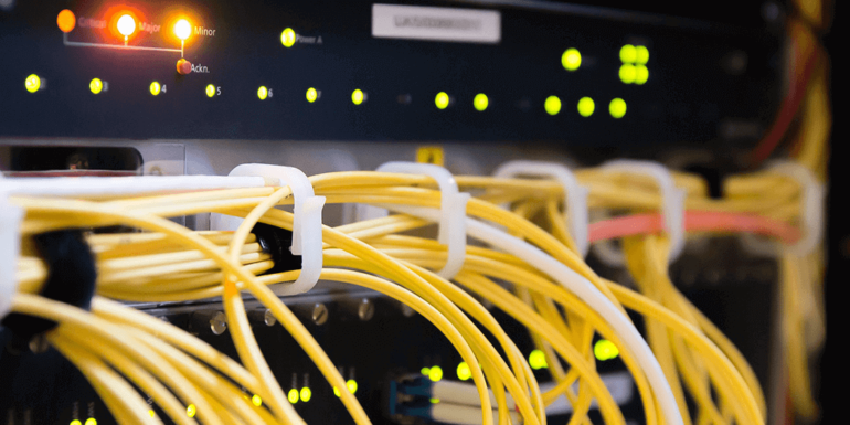 A server rack and its cables.