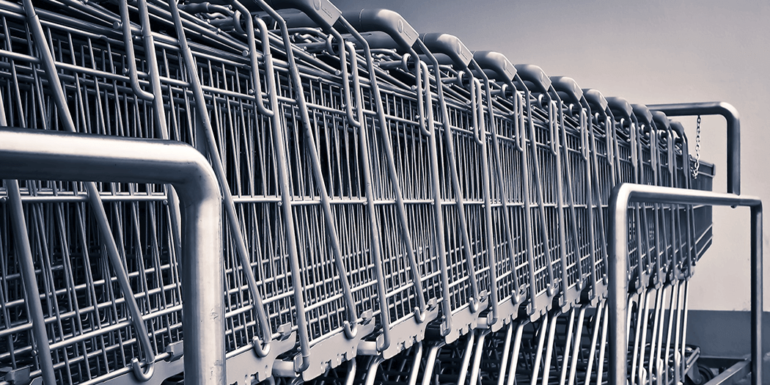 A rack of shopping carts.