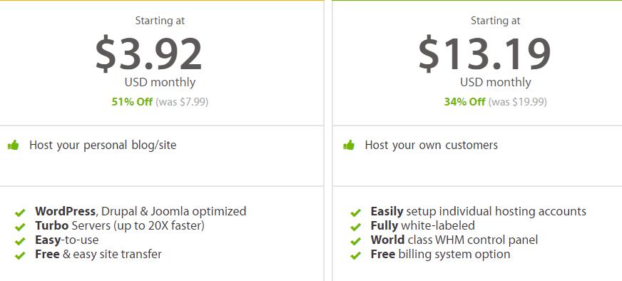 A product comparison table.