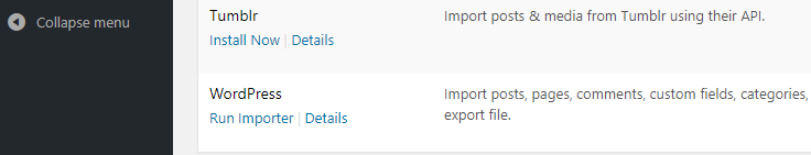 Running the WordPress importer.