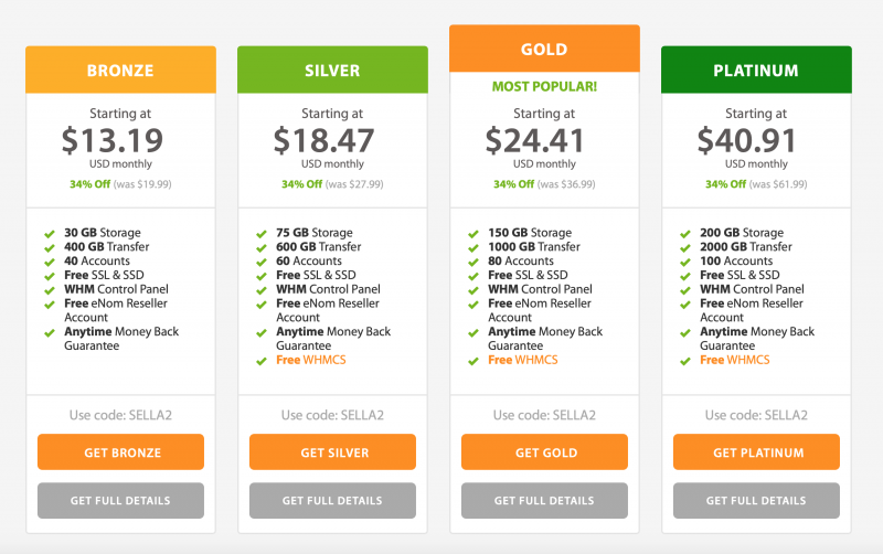 Reseller plans at A2 Hosting.