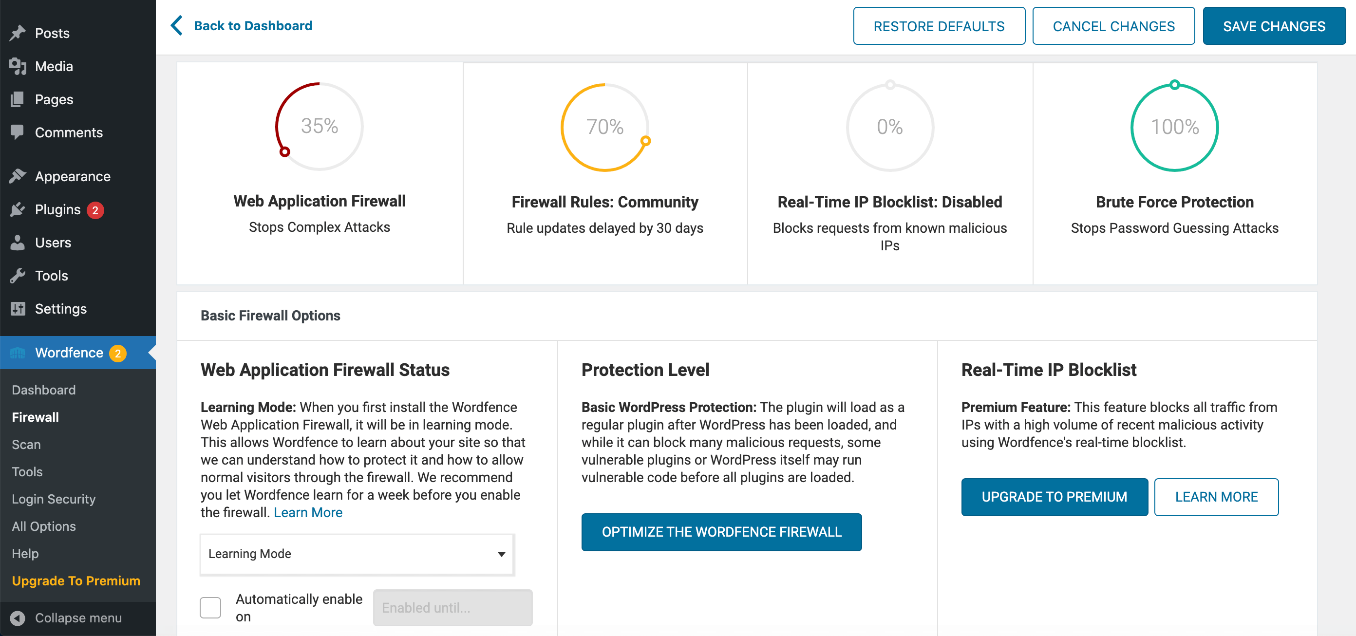 Create a secure WordPress website by using a Web Application Firewall (WAF). 