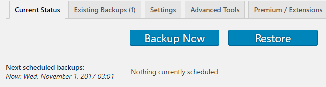 Creating a WordPress backups.